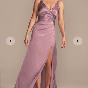 David’s bridal charmeuse draped strappy bridesmaid dress